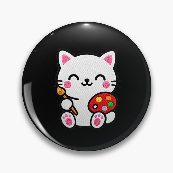 Item preview, Cute Cat Painting Kawaii Embroidery Patch designed and sold by ColorSplash123.
