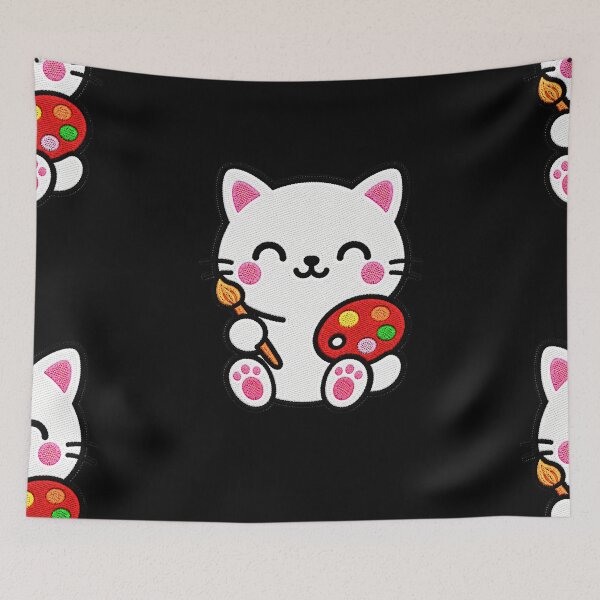 Item preview, Cute Cat Painting Kawaii Embroidery Patch designed and sold by ColorSplash123.