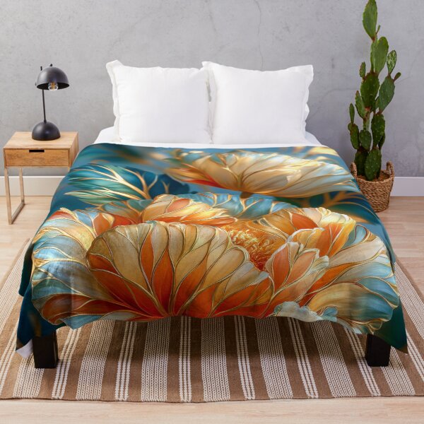 Item preview, Poppy Flower Art in Gold, Red and Blue. designed and sold by MargaretWiktor.