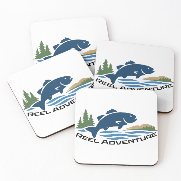Item preview, Fly fishing illustration, logo style, text "Reel Adventure", fishing. designed and sold by Art-Horizon.