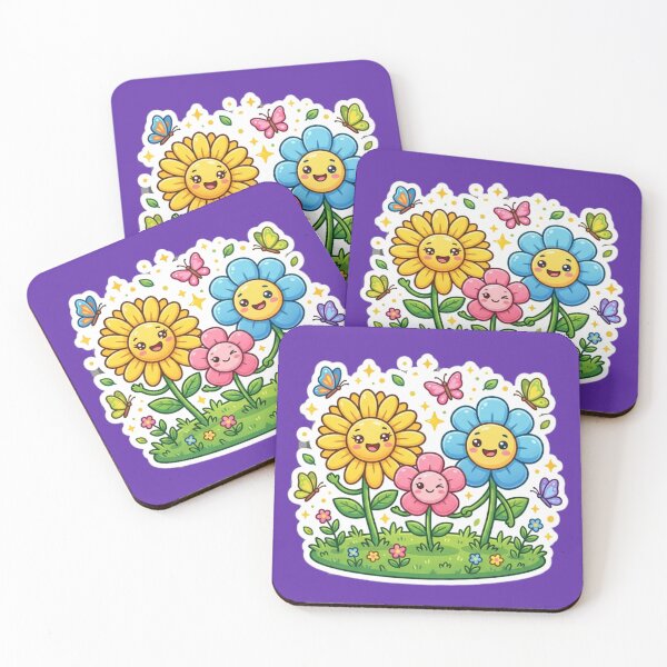 Item preview, Cute Kawaii Flower Family Sticker — Happy Blooming Garden Flowers & Butterflies Illustration designed and sold by Tinydoodlenest .