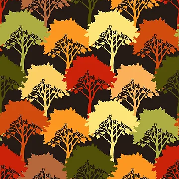 Artwork thumbnail, Colorful Autumn Tree Pattern by UnhingedBird