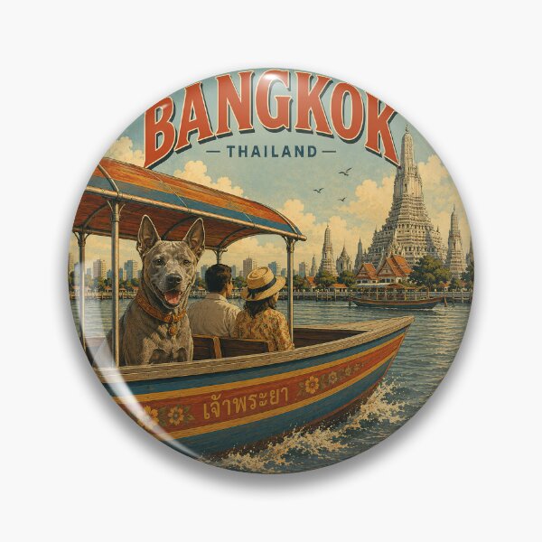Item preview, Bangkok Thailand Thai Ridgeback Vintage Travel Poster designed and sold by FireWildChild.