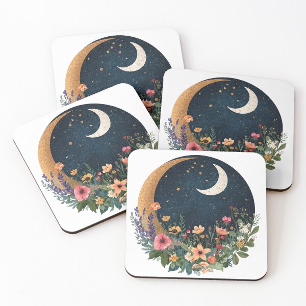 Item preview,  Crescent Moon & Wildflowers  designed and sold by catcurio.
