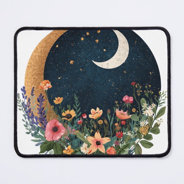 Item preview,  Crescent Moon & Wildflowers  designed and sold by catcurio.