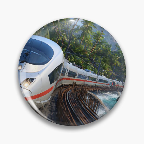 Item preview, Modern Train Journey Through Tropical Paradise Landscape designed and sold by Artessie.