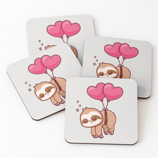Item preview, Cute Sloth Hanging with Heart Balloons – Love & Lazy Vibes designed and sold by RajDeals.