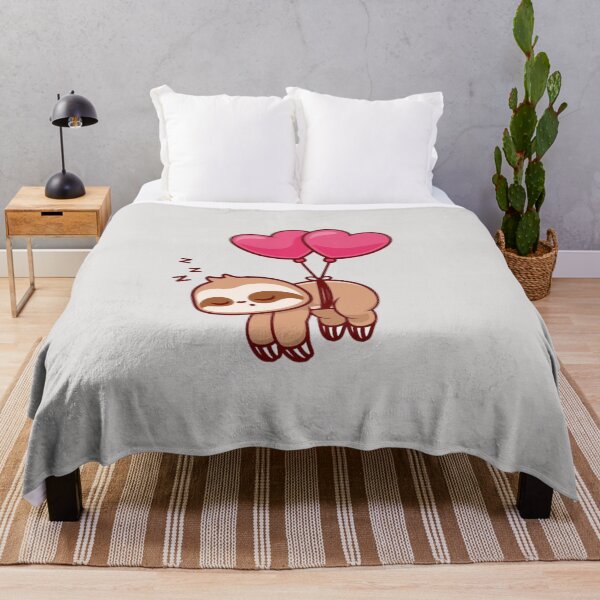 Item preview, Cute Sloth Hanging with Heart Balloons – Love & Lazy Vibes designed and sold by RajDeals.