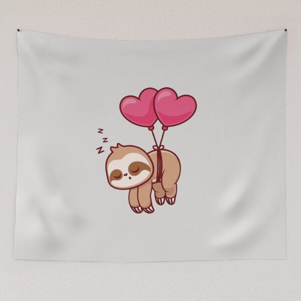 Item preview, Cute Sloth Hanging with Heart Balloons – Love & Lazy Vibes designed and sold by RajDeals.