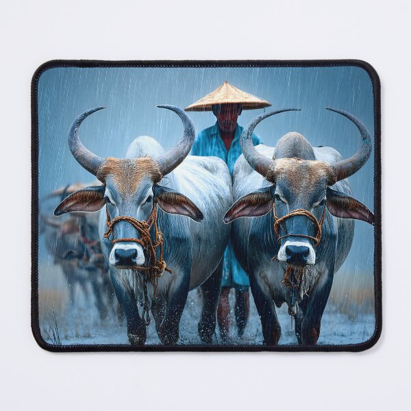 Item preview, Cattle Plowing Fields in the Rainy Season designed and sold by Artessie.