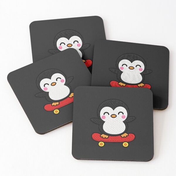 Item preview, Cute Penguin Skateboarding Kawaii Embroidery Patch designed and sold by ColorSplash123.