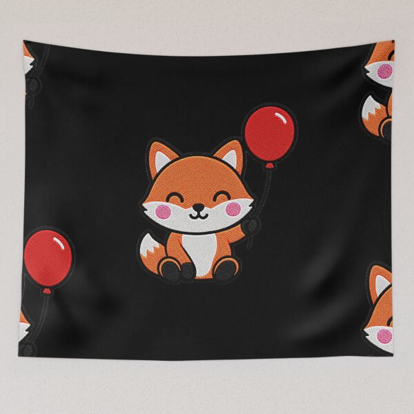 Item preview, Cute Fox Holding Red Balloon Kawaii Embroidery Patch designed and sold by ColorSplash123.