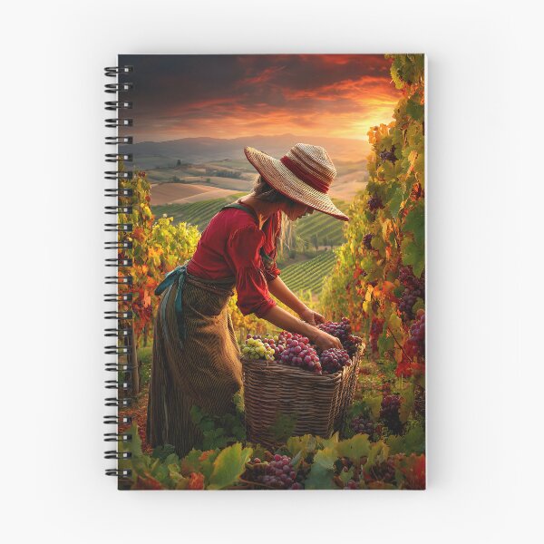 Item preview, Harvesting Grapes at Sunset in a Vineyard Scene designed and sold by Artessie.