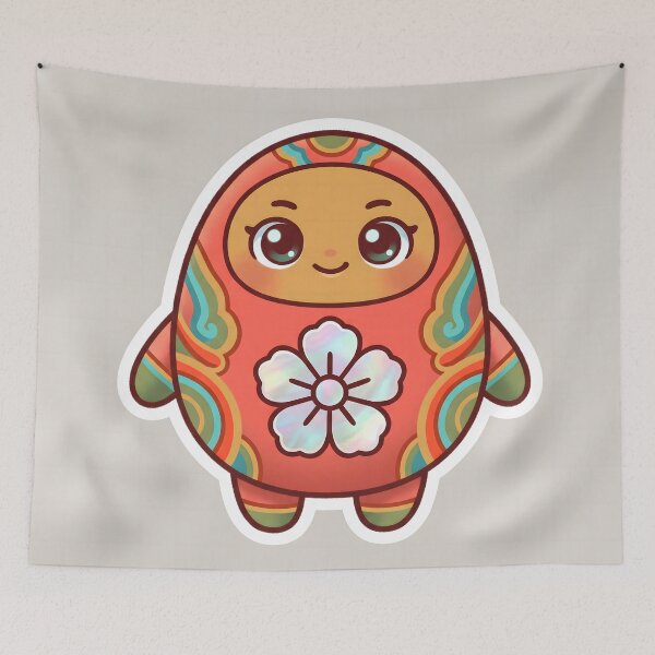 Item preview, Korean Najeon Lacquerware-inspired Mother-of-pearl Mascot — Korean Folk Art Marker Illustration designed and sold by radou88.