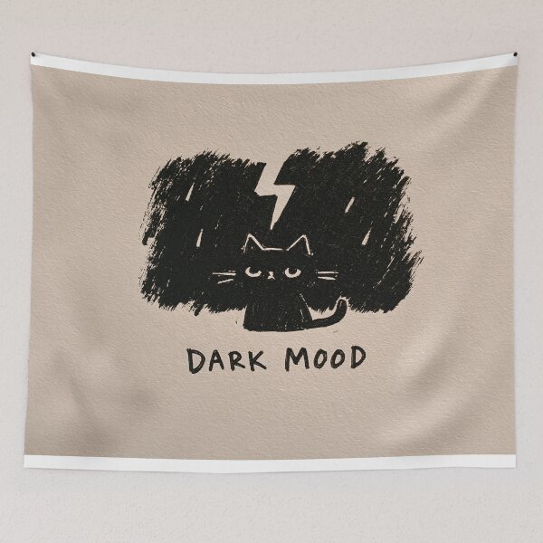 Item preview, Dark Mood Grumpy Black Cat Storm Ink Drawing designed and sold by lautir.