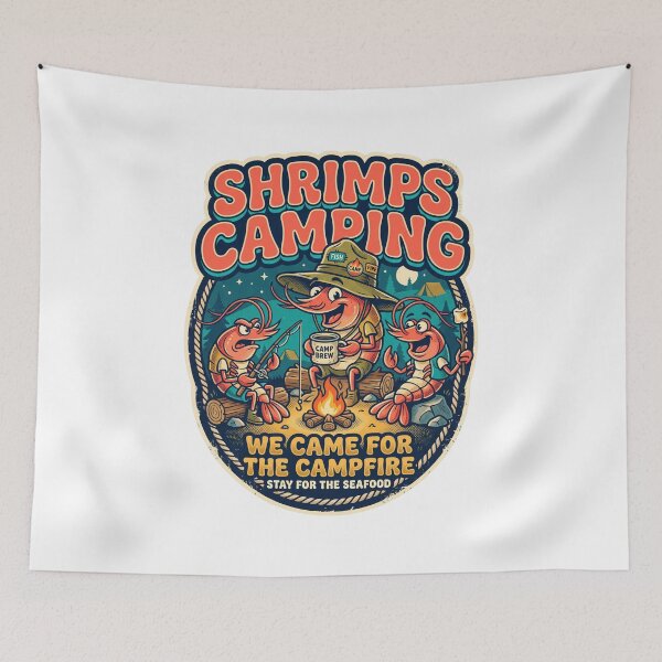 Item preview, Vintage Shrimps Camping Retro Outdoors and Campfire Adventure designed and sold by pawsome purrfect.