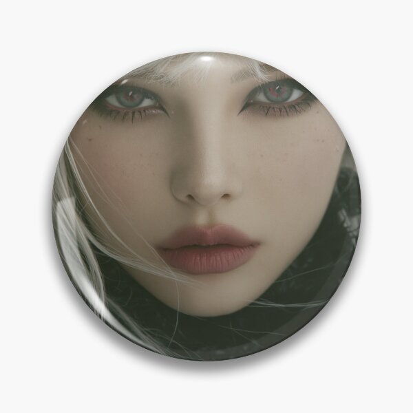 Item preview, White Hair Goth Girl with Red Eyes | Dark Pin-Up for Man Cave & She Shed designed and sold by Synth Seduction.