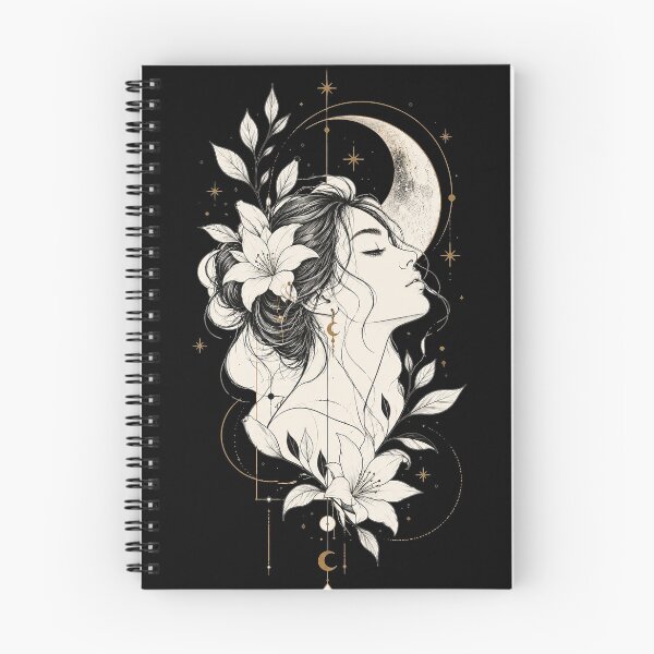 Item preview, Moonlit Botanica – Mystical Woman & Crescent Moon Line Art designed and sold by Lumvero.