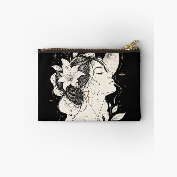 Item preview, Moonlit Botanica – Mystical Woman & Crescent Moon Line Art designed and sold by Lumvero.