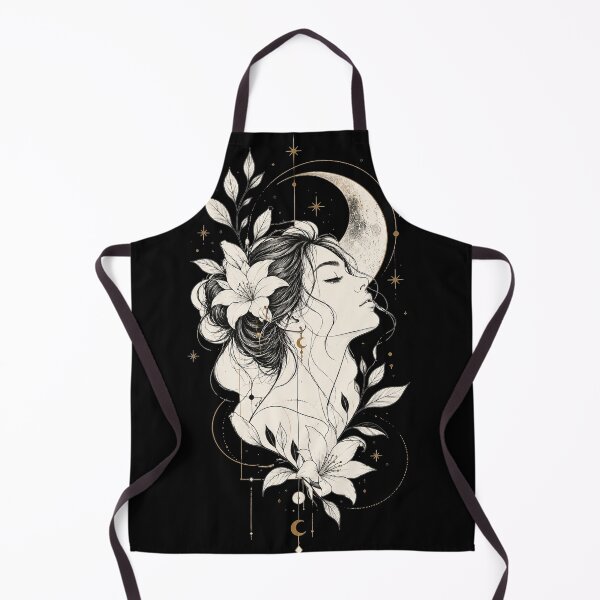 Item preview, Moonlit Botanica – Mystical Woman & Crescent Moon Line Art designed and sold by Lumvero.