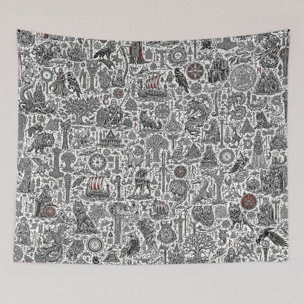 Item preview, Nordic Mythology Viking Doodle Pattern designed and sold by i-corp.