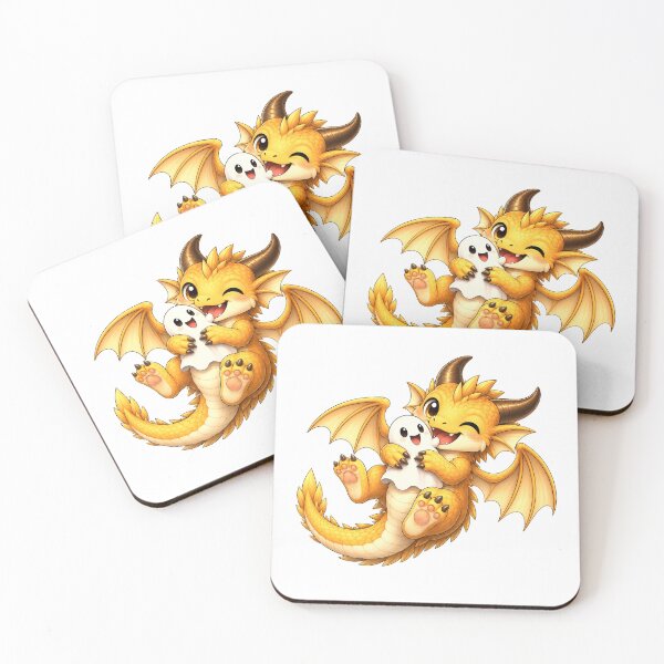 Item preview, Cute Golden Dragon Hugging a Ghost designed and sold by Hatchling Hollow.