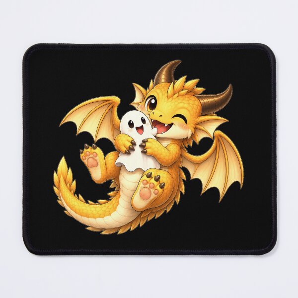 Item preview, Cute Golden Dragon Hugging a Ghost designed and sold by Hatchling Hollow.