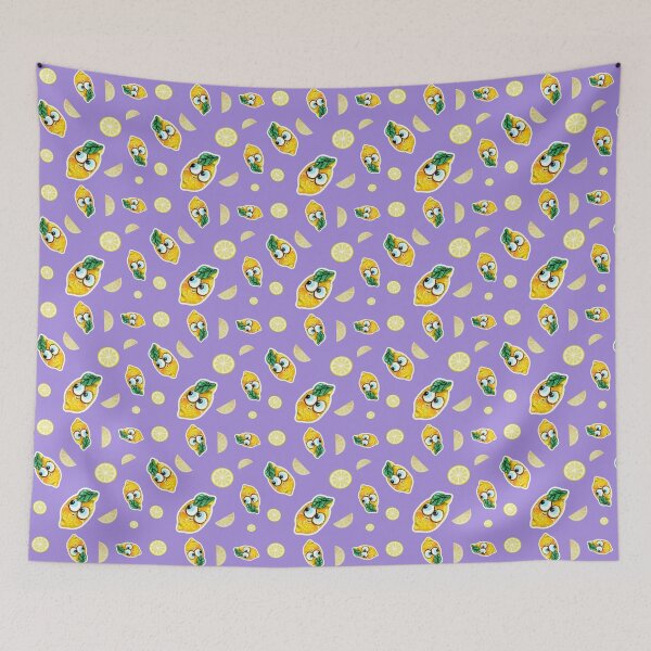 Aperçu de l'œuvre Motif de citrons mignons sur fond lilas créée et vendue par TurquoiseChicken.