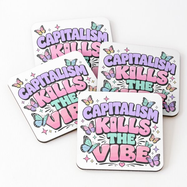 Item preview, Capitalism Kills The Vibe Pastel Y2K Butterfly Funny Anti-Capitalist designed and sold by ZIGLWORKS.
