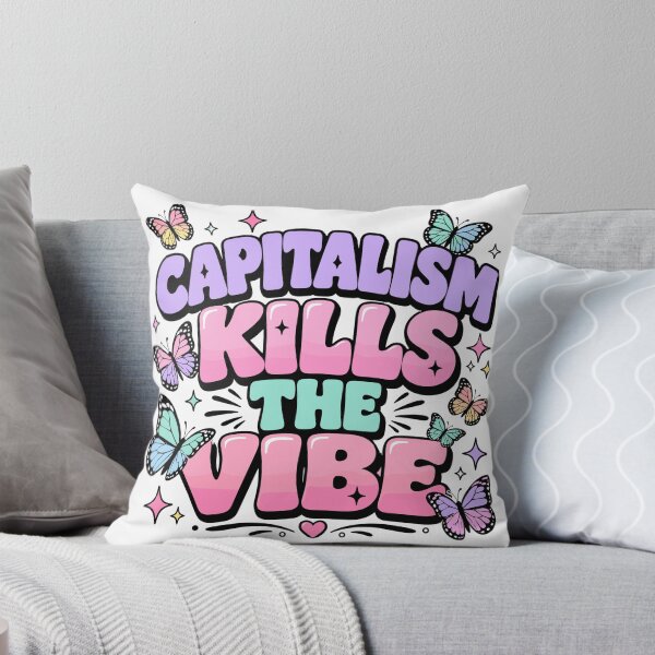 Item preview, Capitalism Kills The Vibe Pastel Y2K Butterfly Funny Anti-Capitalist designed and sold by ZIGLWORKS.