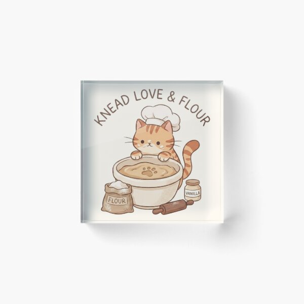 Artikelvorschau, Knead Love & Flour Cute Cat Baking Kitchen entworfen und verkauft von Art Fly.