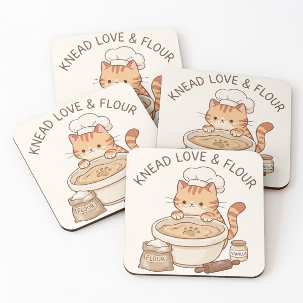 Item preview, Knead Love & Flour Cute Cat Baking Kitchen  designed and sold by Mavie Bloom.