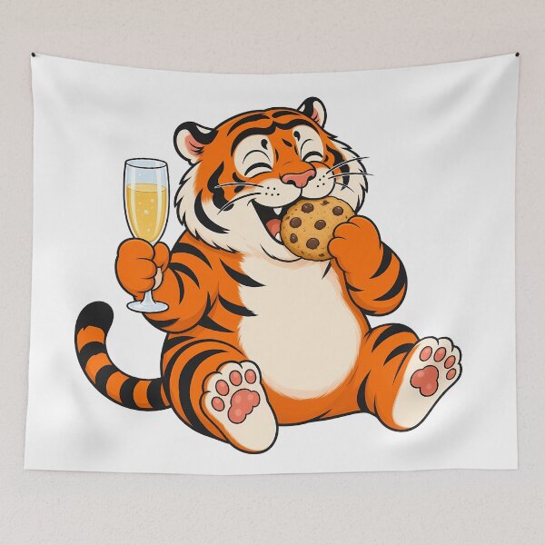 Item preview, Chubby Tiger New Years Eve Cookie Champagne designed and sold by aigcx.
