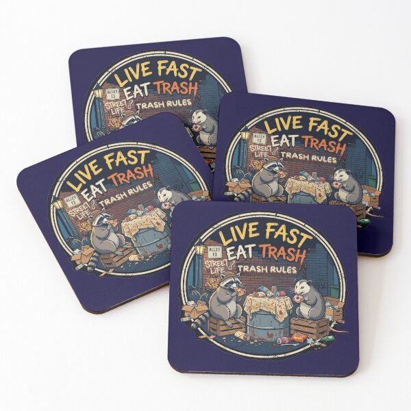 Item preview, Live Fast Eat Trash - Funny Raccoon and Opossum designed and sold by Ekstrashop.