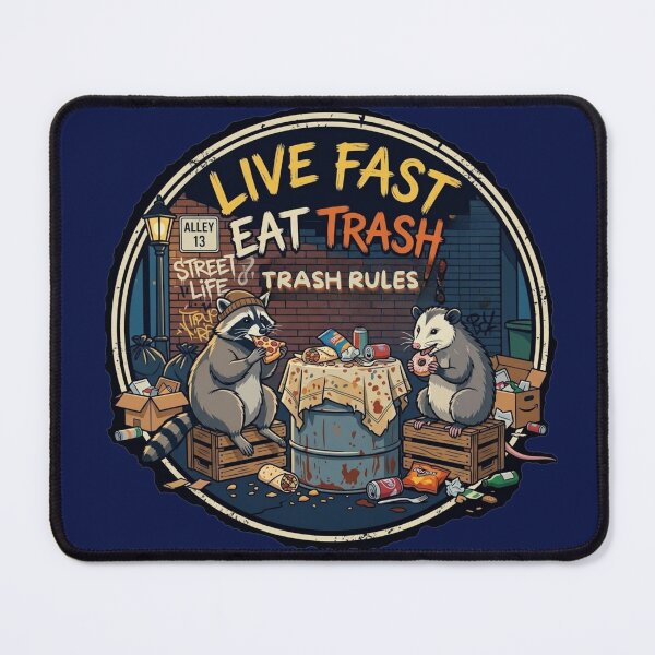 Item preview, Live Fast Eat Trash - Funny Raccoon and Opossum designed and sold by Ekstrashop.