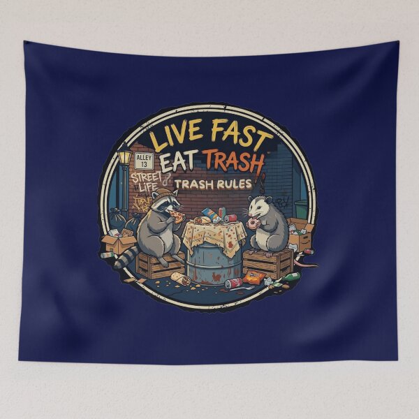 Item preview, Live Fast Eat Trash - Funny Raccoon and Opossum designed and sold by Ekstrashop.