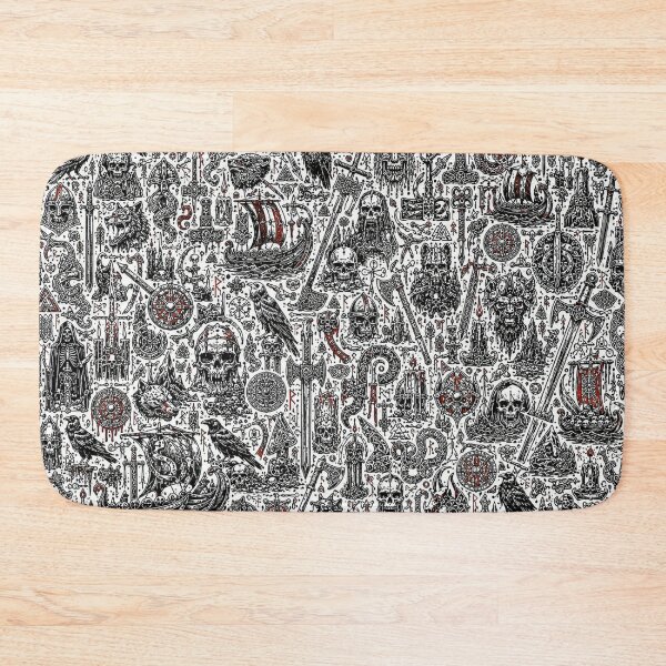 Item preview, Viking Skull & Raven Doodle Pattern designed and sold by i-corp.
