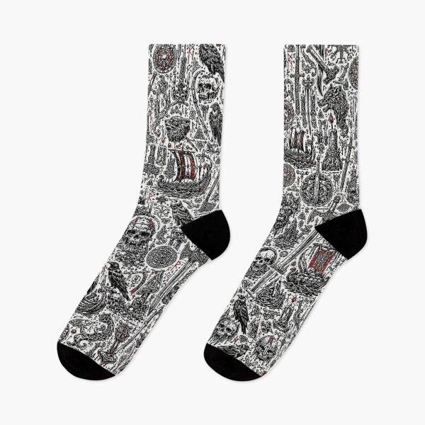 Item preview, Viking Skull & Raven Doodle Pattern designed and sold by i-corp.