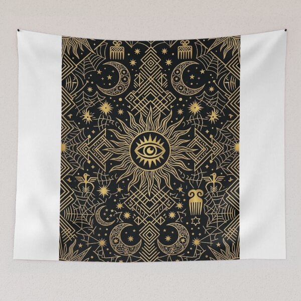 Item preview, African Sun & Moon Collection | Black Gold Celestial Tribal Seamless Pattern designed and sold by BloomyBCrafts.