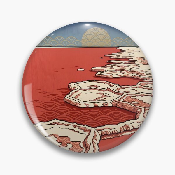 Item preview, Ukiyo-e Pink Salt Lake & White Desert Art designed and sold by conohitoAI-ArtGallery.