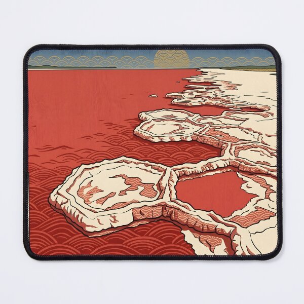 Item preview, Ukiyo-e Pink Salt Lake & White Desert Art designed and sold by conohitoAI-ArtGallery.