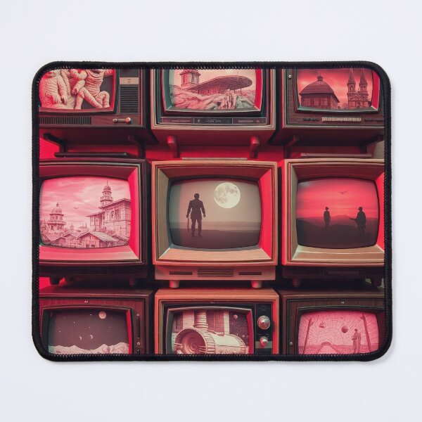 Item preview, Vintage Retro TV Stack Sci-Fi Surreal Art designed and sold by Cine8.