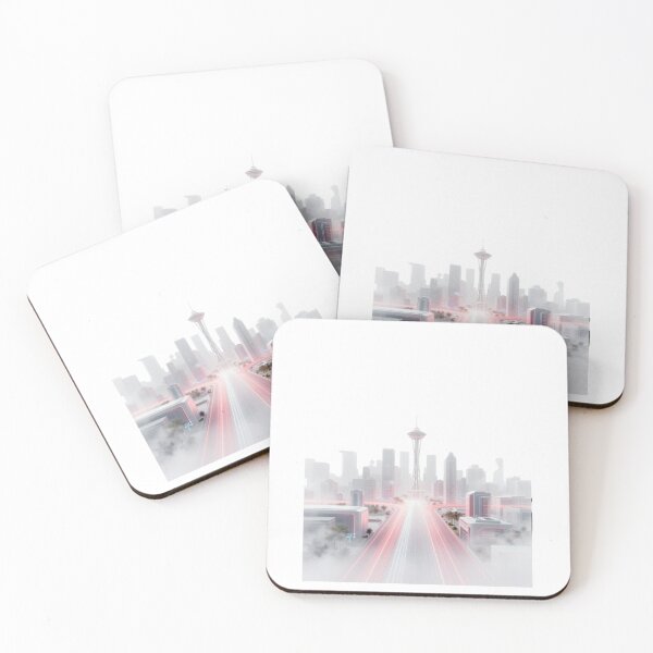 Item preview, Futuristic Seattle Skyline – Neon Light Trails & Space Needle designed and sold by NeonSketch Lab.