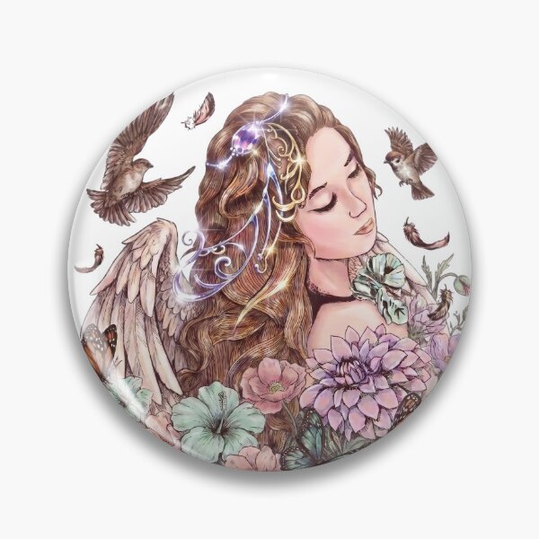 Item preview, Botanical Angel Cottagecore Floral Art designed and sold by Clownimages.