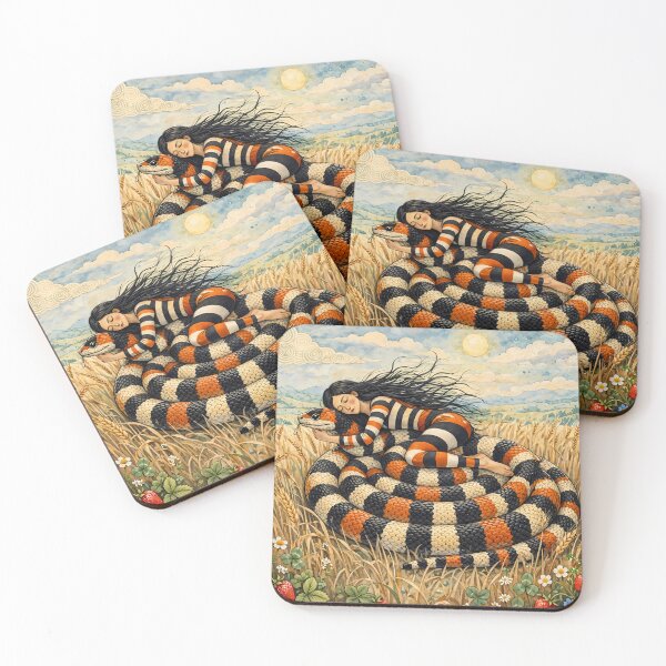 Item preview, Whimsical Girl and Snake in Strawberry Field designed and sold by m-y-A-I-A-R-T-.