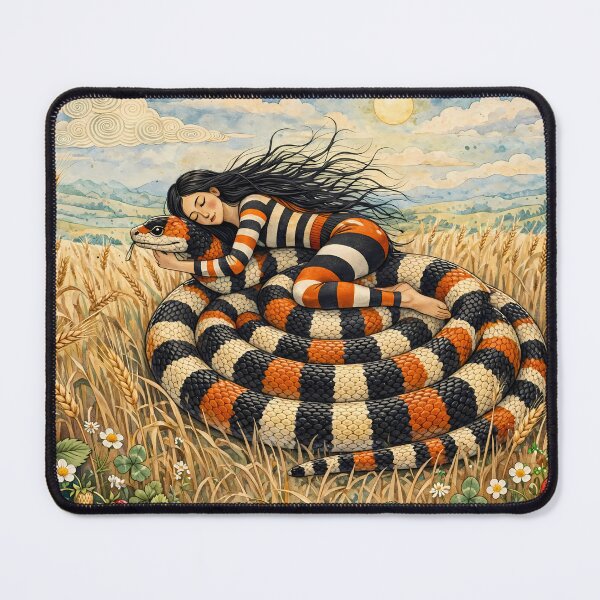Item preview, Whimsical Girl and Snake in Strawberry Field designed and sold by m-y-A-I-A-R-T-.