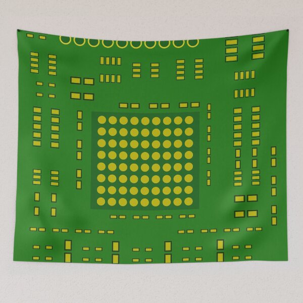 Item preview, Abstract Green Circuit Board Background with Yellow Electronic Components, Technology Vector Pattern designed and sold by Ei-Ei.