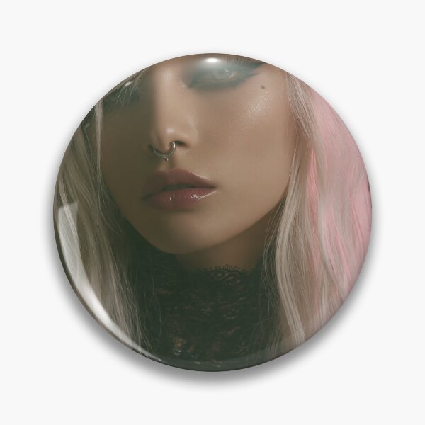 Item preview, Goth Girl with Platinum Hair & Skull Necklace | Edgy Pin-Up for Man Cave & She Shed designed and sold by Synth Seduction.