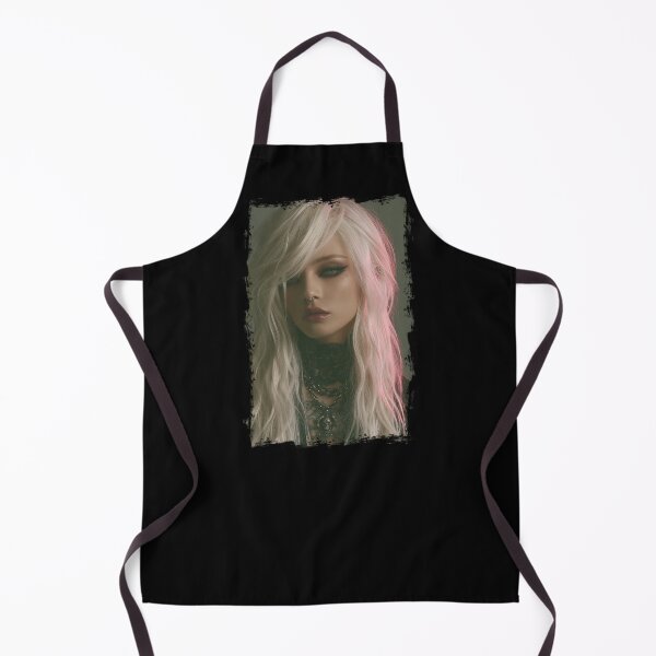 Item preview, Goth Girl with Platinum Hair & Skull Necklace | Edgy Pin-Up for Man Cave & She Shed designed and sold by Synth Seduction.