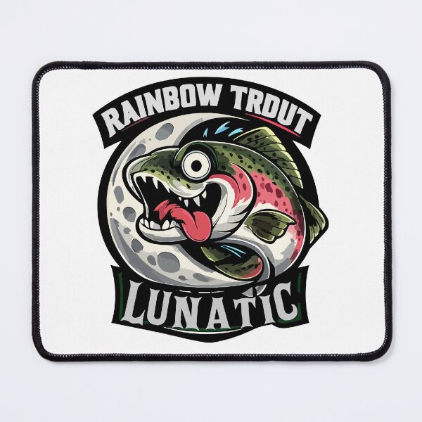 Item preview, Fly Fishing cartoon style illustration "Rainbow Trout Lunatic". designed and sold by Art-Horizon.